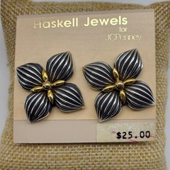 Lovely Vintage Miriam Haskell jewels for jcpenny modernist flower clip earrings