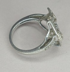 925 Sterling Silver Vintage Two Tone MOM Floral Love Heart Ring Sz 6.5
