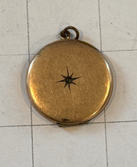 Antique Victorian Gold Filled Starburst Round Photo Locket Pendant c.1900