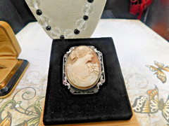 Antique jewelry lot Art Deco beads Deco Beautiful Cameo pin & ring