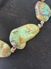 Vintage Turquoise Statement Necklace | Asymmetrical Multi-sized Stones | 18″