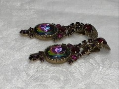 VTG Juliana D&E Heliotrope Watermelon Demi Parure Brooch Clip Earrings
