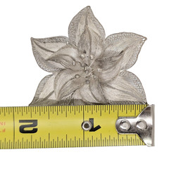 2″ Poinsettia Flower Filigree Brooch Vintage Sterling Silver 800 Scarf Pin