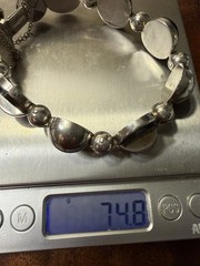 Antonio Pineda 970 Silver Black Onyx Modernist Bracelet Taxco – Eagle 21 – 74.8g