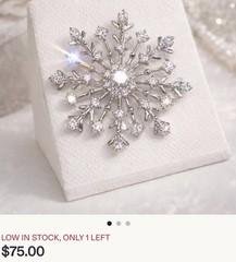 JC Sterling Silver Vintage CZ Snowflake Pendant / Brooch