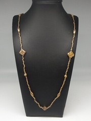1970 NAPIER 36 in Gold Tone Metal Seed Beads Stations Necklace