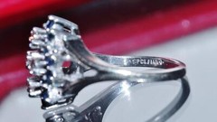 14k white gold sz 4 ring 0.94ct treated Ceylon sapphire diamond 4.0gr C-51
