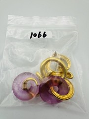 Vintage Gold Plated Swirl Frosted Pink Ring Earrings
