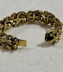 HTF Vintage French Modernist Coil Bracelet Gilt Bronze Plated Woven Wire 1950s