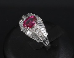 Fine 1.59ct GIA Intense Red Burma Ruby & 1.22ct Diamond Platinum Ring, Size 7.75