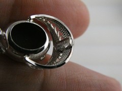Sorrento Sterling Silver Carved Abalone Shell Cameo Pendant 1.7g 925 7/8 Inch