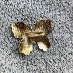 Vintage Butterfly Brooch Cloisone 3D Enamel Pink Lepidoptra 80s Gift Gold Tone