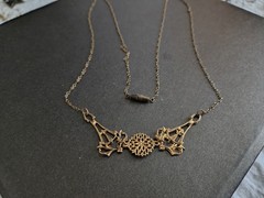 vintage Art Nouveau drapery laviaer Style Brass tone necklace