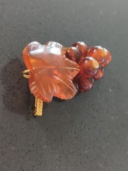 Vintage Russian Gold Filled Amber Leaf Grape Cluster Brooch Pin F227
