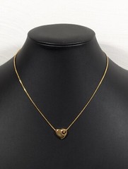 Vintage Faux Topaz Heart Birthstone Choker necklace Gold Tone 15 in