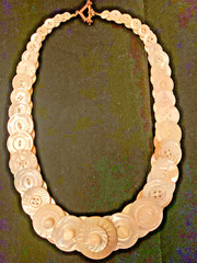 Antique Pearl Button Necklace 26″