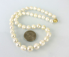 Vintage 14K Cultured Circled Graduated 8.5 ~11.4mm Pearl Strand Necklace 18.5″
