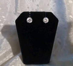 Vintage SU CH CZ (9mm) 925 Sterling Silver Stud Earrings Estate Jewelry