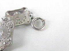 Art Deco Sterling Silver Sapphire Paste Filigree Station Antique Bracelet 7.5″