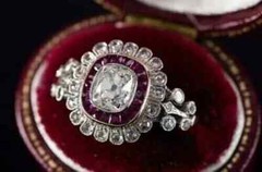 3.00 Ct Art Deco Style Lab Created Diamond & Ruby Halo Wedding 925 Silver Ring