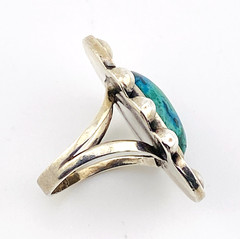 North South CSC Mexico Sterling Silver Turquoise Ring Vintage Old Pawn Size 7.75