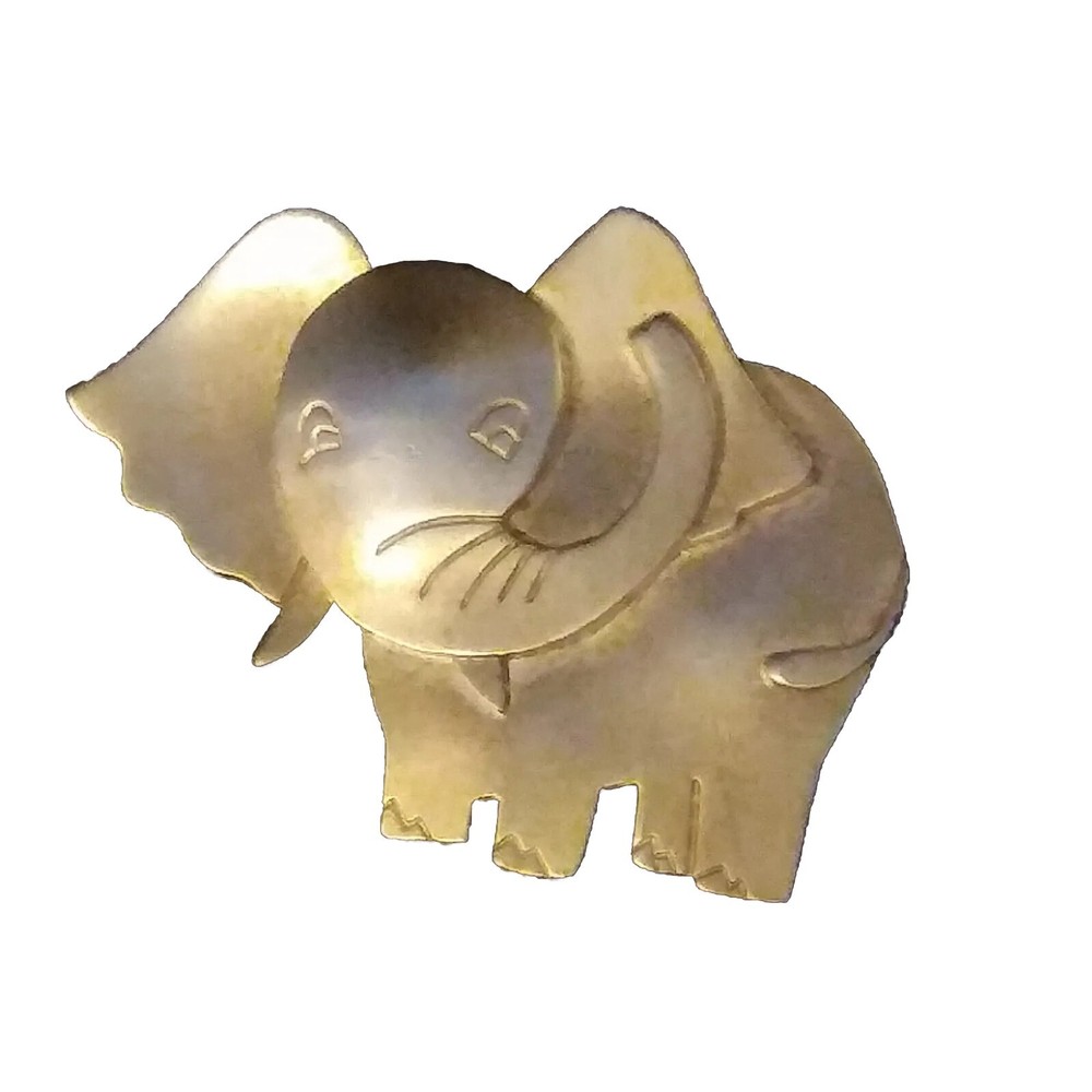 Vintage Signed JJ 1986 LARGE Cartoon ELEPHANT Gold Tone Figural PIN BROOCH EUC