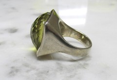 Large Faceted Light Green Stone Sterling Silver Ring ~ Sz 8.75 ~ 19.7g ~ 6-C514