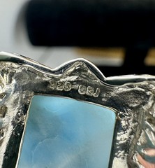 NWT-BBJ Sterling Silver Blue White Pectolite Larimar Ring Matching Bracelet Set