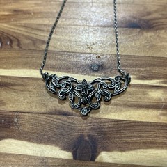 Vintage Sterling Silver 15In Necklace Art Nouveau Style Floral