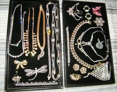 2 Trays of Vintage Rhinestone Costume Jewelry – All Good Wearable Jewelry
