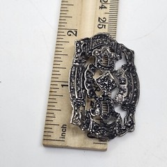 Vintage Antiqued Silver Tone Buckle Style Brooch