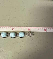 NWT-BBJ Sterling Silver Blue White Pectolite Larimar Ring Matching Bracelet Set