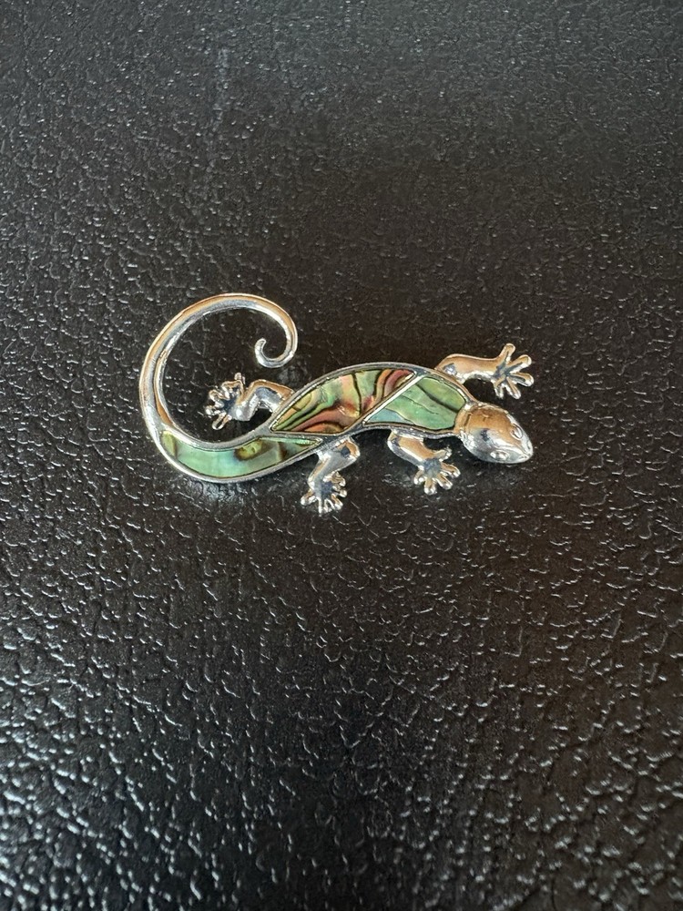 Abalone Shell Lizard Pin