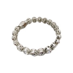 Carolee Tennis Bracelet White Round Crystal Silver tone Magnetic Signed 8.5 in