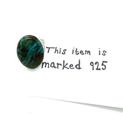 Vtg Sterling Silver Jay King Natural Azurite Malachite Gemstone Ring Size 11.75