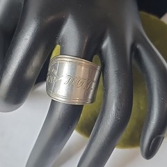 Antique Engraved Silver Plated Wrap Spoon Ring sz 8
