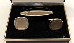 Vintage Men’s Cufflinks & Tie Bar SWANK Original Box Gold Tone