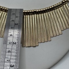 Brutalist Modernist Textured Fringe 16” Collar Geometric Gold Necklace (G1)