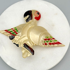 Vintage Lucite Parrot Brooch Reverse Carved Bird Pin 1940s
