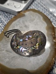 Vintage Sterling Silver 925 Taxco Mexico Abalone Pendant Brooch Unique