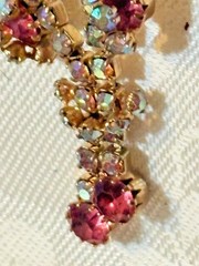 VINTAGE Eternity Rhinestone choker AB and Pink AB with AB clusters 15.5 inches