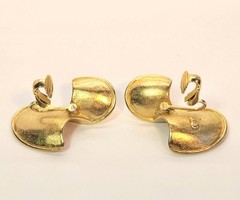 Signed TAT Vintage Earrings Matte Gold Clip-on 1990’s Fashion Statement
