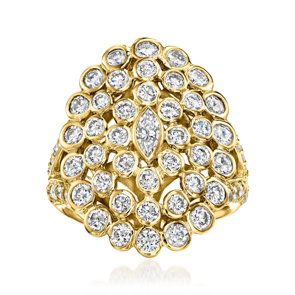 Vintage 3.00 ct. t.w. Diamond Cluster Ring in 18kt Yellow Gold. Size 6
