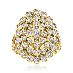 Vintage 3.00 ct. t.w. Diamond Cluster Ring in 18kt Yellow Gold. Size 6
