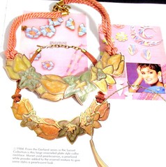 VTG Runway MONET 17″ Book Pc ENAMEL Pearlescent Pastel FLORAL NECKLACE Garland