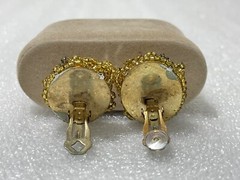 Vintage Two Sisters Handcrafted Gold Tone Art Deco Clip On Earrings ~ Medici