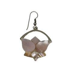 Vintage Alpaca Mexico 1980s Mother of pearl lotus flower earrings