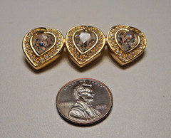 Vintage Swarovski Triple Heart Diamante Crystal Gold-tone Heart Brooch
