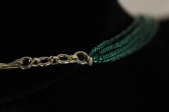 Beaded Necklace Dark Blue Green 28″ 28 in 8 Strand Small Tiny Seed Bead Handmade