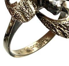 Uncas Sterling Silver Cocktail Ring Mid Century CZ Size 8 Asymmetrical Burst